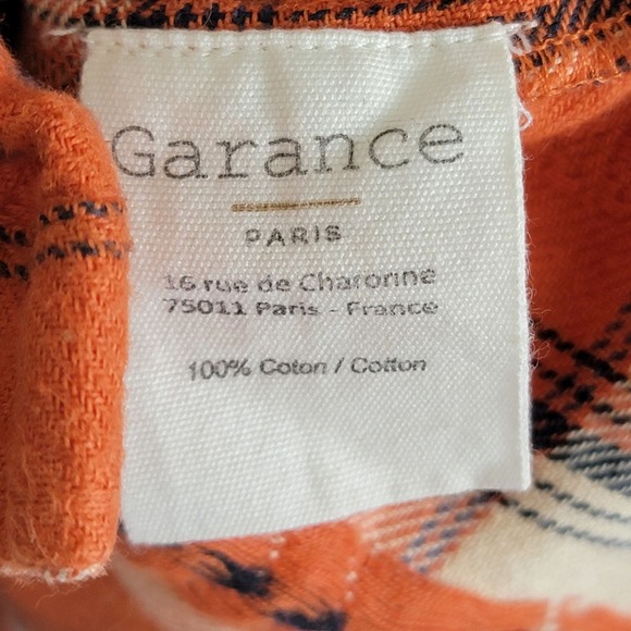 Garance Paris Flannel Shirt Button Up Orange Print Checkered Farmcore‎ Medium - Picture 12 of 14